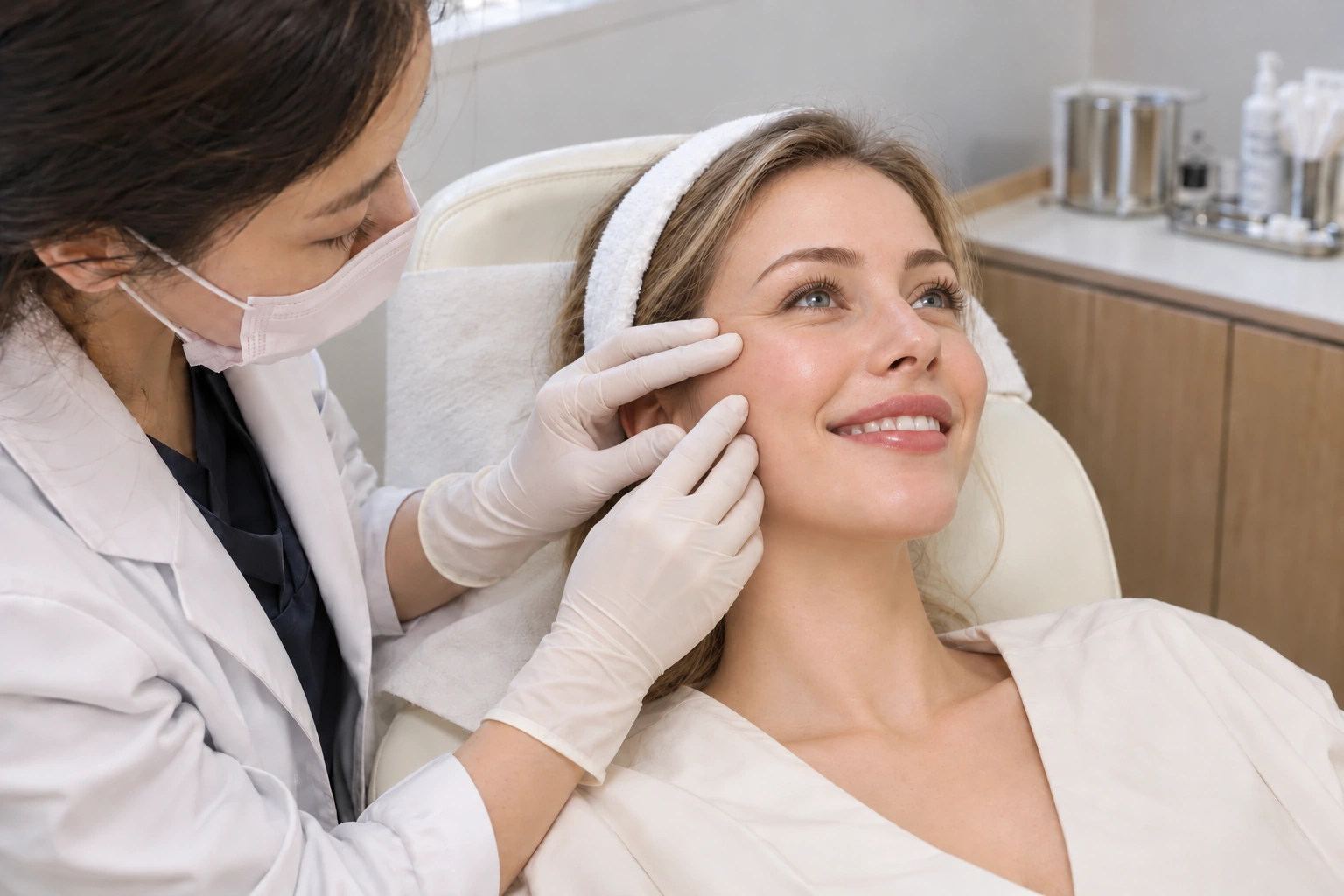 BELOTERO Under-eye & eye area · in Gangnam, Seoul: illustrative consultation and examination scene