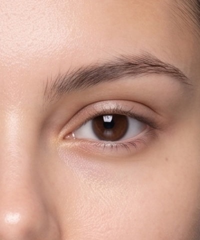 Unterlidstraffung mit Erbium-Laser — die behandelte Stelle in Nahaufnahme