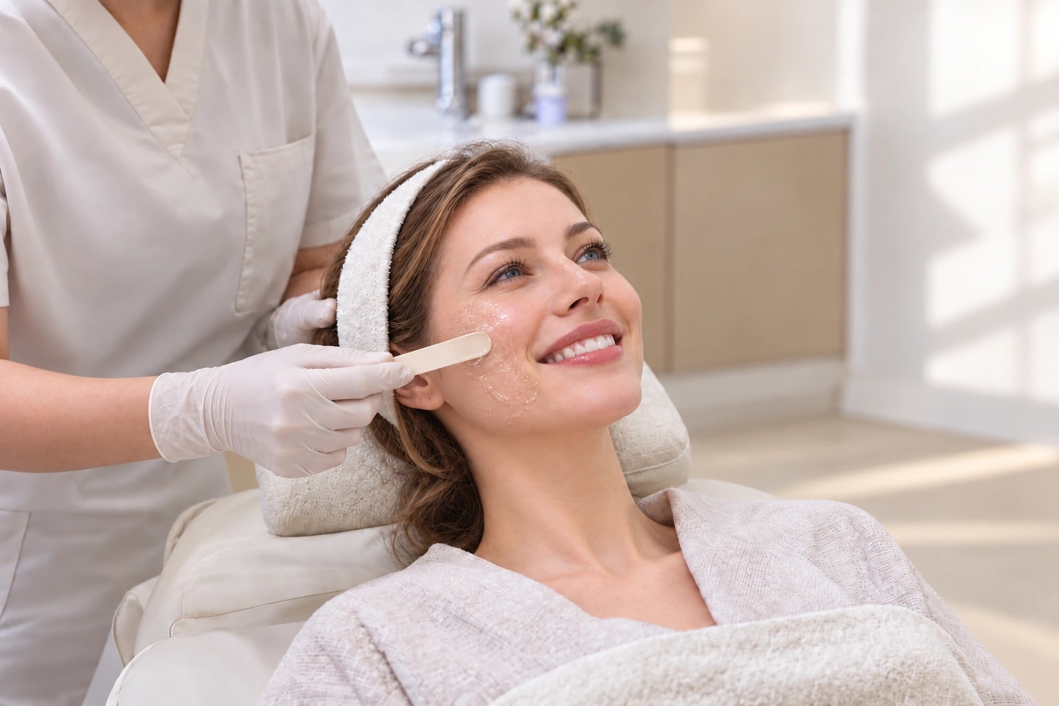Ultherapy PRIME Lifting in Gangnam, Seoul: beispielhafte Hautvorbereitung vor der Behandlung
