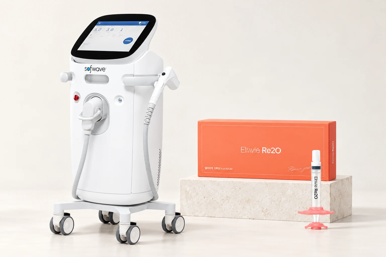 صورة تركيب الجهاز والمنتجات لبرنامج Sofwave 200 نبضة + Re2O 6cc